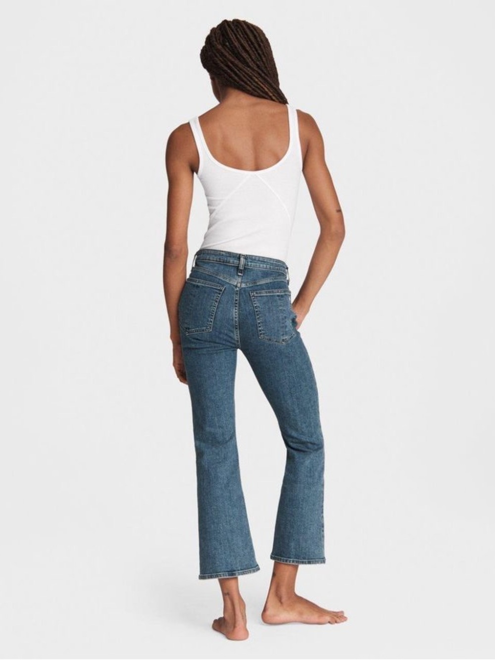 Rag & Bone Nina High-Rise Ankle Flare Jeans in Clean Vincent Wash $225 Size 28